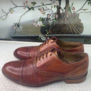 Johnston & Murphy Mens Size 10.5M Leather Oxfords Brown Brogue Dress Shoes